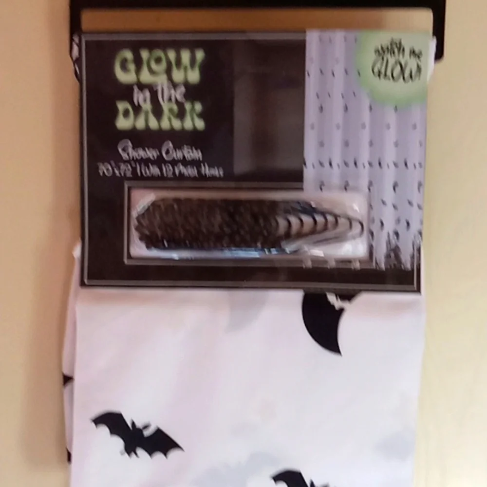 Halloween Bats glow in the dark shower curtain
